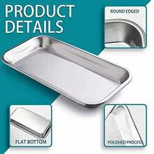 1/2pcs Stainless Steel Tray, Suitable For Laboratory Instrument Consumables, Tattoo Tools (Silver) - Multicolor - View 2