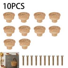 12 Buah Gagang Kabinet Bulat Rotan Alami, Tarikan Laci Kayu, Finishing Cokelat, Untuk Dekorasi Furnitur di Dapur, Ruang Tamu, Kamar Tidur, Lemari Pakaian, dll. - lubang tunggal - View 22