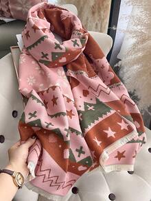 1pc Faux Cashmere Multi-Color Cute Horse Pattern Jacquard Warm Scarf For Women, Air Conditioning Room Blanket, Autumn/Winter Outdoor Bohemian Style Travel Cold Protection Neck Warmer, Soft Decorative Scarf Shawl Dual-Use, Suitable For Daily Matching, First Choice For Gift Giving - Multicolor - View 9