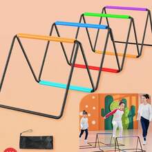 1pc Kids Agility Hurdle, 6pcs Adjustable Training Hurdle Set With Storage Bag, Foldable Children Sports Training Equipment, Indoor And Outdoor Exercise - Multicolor - View 3