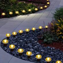 Solar Powered Inground Path Lights, Glowing Ground Embedded Decorative Lights, IP Waterproof Outdoor Yard Decor Lights Suitable For Backyard Camping Gravel Paths And Gardens - Black - View 8