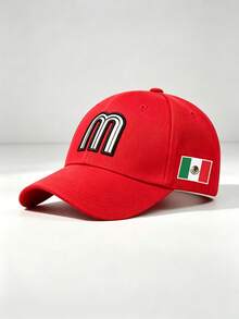 1pc Men Mexico M‑Letter 3D Embroidered Baseball Cap Side Mexican Flag Print Adjustable Hat For Hiking Casual Street Party Travel - Multiple Styles - View 12