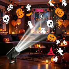 1pc LED Halloween Projector Light, Atmosphere Decoration Lamp, Indoor Projection Light With Ghost, Pumpkin, Clown, Spider And Other Multiple Patterns, Suitable For Bedroom, Ceiling, Holiday Party, Halloween Decoration, USB Powered - Multicolor - View 2