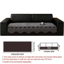 SANMOSPIN 1pc Solid Color Chenille Shaped Sofa Cover, Bowknot Decor Sofa Cushion, All-Season Sofa Cover, Pet-Friendly Sofa Protector, Machine Washable, Hand Washable, Bedroom, Office, Living Room Furniture Protection Pad - Home Decor Sofa Cover - Dark Grey - View 16