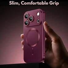 1pc Cherry Red Metallic Soft Phone Case, Compatible With IPhone 18pro/18promax/18/17 17 Air 17 Pro 17 Pro Max, Scratch-Resistant, Wear-Resistant, Shock-Absorbing Full Camera Protection, Ultra-Thin Design, Compatible With Iphone 13 11 16 Pro Max 15 14 12 16e - Cherry Red - View 7