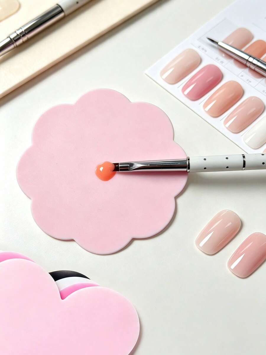 ART LALIC 2Pcs Butterfly Flower Shaped Silicone Nail Art Mixing Palette, Easy Clean Makeup Pigment Gel Polish Foundation Color Mixing Pad - Multicolor - View 1