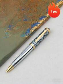 1pc Luxury Retractable Metal Ballpoint Pen, Exquisite Geometric‑Carved Decorative Writing Pen, Smooth‑Writing Office Signature Roller Pen, Portable Elegant Gift Pen For Business, School & Daily Use - Multicolor - View 15