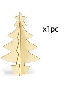 1pc DIY Wooden Mini Christmas Tree, 3D Assembled Blank Wooden Christmas Tree Model, Baby Painting Craft Decoration, Suitable For Christmas Party Tabletop Decoration, Christmas Baby Party Decoration, Desktop Decoration - Multicolor - View 7