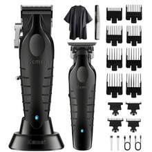 Kemei Professional Hair Clipper Set, Wireless Hair Cutting Tool Kit, Zero Gap T-Blade Trimmer, 11 Limit Combs, USB-C Rechargeable Men's Hair And Beard Trimmer, Home Salon Grooming Gift - Multicolor - View 2