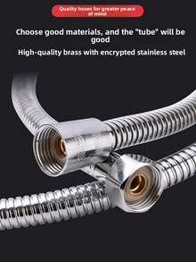 Stainless Steel Shower Hose - Durable, Explosion-Proof, Suitable For Bathroom Rain Shower Head, Reinforced Pipe, Silver, Universal G 1/2" Interface, Easy DIY Installation, Bathroom Accessory - Encryption Tube - View 4