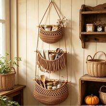 1pc Hanging Storage Net, Hand-Woven Wall Storage Net, Multi-Function Clothing Storage, Suitable For Various Home Storage - Multicolor - View 1