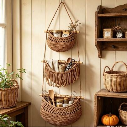1pc Hanging Storage Net, Hand-Woven Wall Storage Net, Multi-Function Clothing Storage, Suitable For Various Home Storage