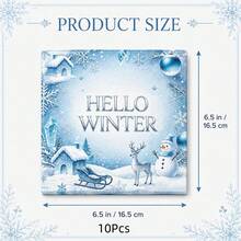 10/30/50‑Count Blue Snowflake Party Napkins, Blue Snowflake, Snowman, Elk & Sleigh Pattern Design, 6.5‑Inch Double‑Layer Thickened, Ideal For Christmas, Winter And New Year - View 6