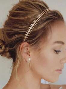 Simple And Stylish Metal Thin Headband Suitable For Daily Wear - Gold - View 1