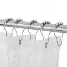 6/12/24pcs Rustproof Stainless Steel Shower Curtain Hooks Rings, Roller Ball Glide Metal Hooks For Bathroom Shower Rods Liner, Back To School Supplies College Dorm Bathroom Essentials Decor - A - View 7