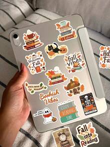 50pcs Bookish Aesthetic Stickers-Fall Nature Vibes-Perfect For Skateboards, Journals, Phone Cases, Water Bottles, And Party Gifts - Multicolor - View 4