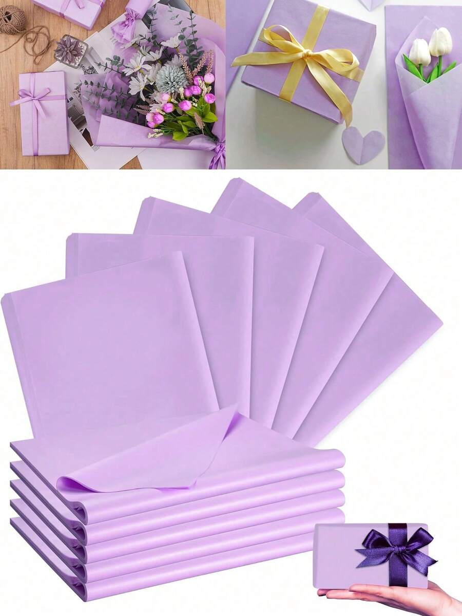Juego de 100 hojas de papel de seda morado, papel para manualidades festivas, suministros para envolver regalos DIY, decoración para fiestas de cumpleaños y bodas, envolver ramos para el Día de la Madre, Pascua, graduación, Acción de Gracias, Halloween, Navidad, decoración de regalos de otoño - Varios estilos - Ver 1
