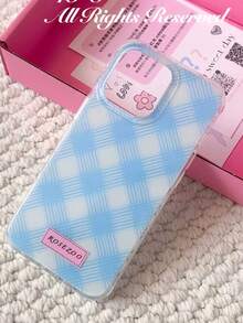 1 buah Casing Ponsel Transparan, Motif Kotak-kotak Polkadot Biru Muda, Label ROSEZOO Merah Muda, Casing Ponsel Transparan Anti Benturan dan Anti Jatuh, Aksesori Ponsel Gaya INS Korea yang Segar dan Manis, Cocok untuk Ponsel 11 12 13 14 15 16 17 Pro Max - MultiWarna - View 4