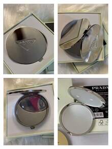 Prada Compact Makeup Mirror Collection, Golden Round Mirror And Silver Triangle‑Shaped Hand Mirror, Portable And Durable, Travel‑Friendly, For Personal Use And Gift Giving - Silver - View 6