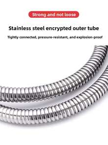 Stainless Steel Shower Hose - Durable, Explosion-Proof, Suitable For Bathroom Rain Shower Head, Reinforced Pipe, Silver, Universal G 1/2" Interface, Easy DIY Installation, Bathroom Accessory - Encryption Tube - View 7