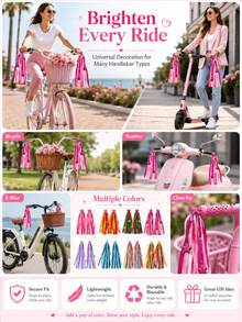 1 Pair New Bicycle Handlebar Star Ribbon, Electric Bike Motorcycle Handlebar Ribbon, Handlebar Tassel Ribbon, Bicycle Handlebar Decoration Accessories, Balance Scooter Skateboard Handlebar Universal Decoration Ribbon - Multicolor - View 4