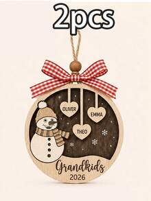 Custom Snowman Name Christmas Ornament, Personalized Family Tree Hanging Decor, Festive Rustic Holiday Style, Customized Heart Name Ornament, Customizable Christmas Keepsake, Family Gift, Christmas Tree Decor 2026, Merry Christmas, Christmas Gift - Style a - View 11