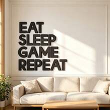 Custom 3D Letter Decor, Gamer Wall Art - Large "Eat Sleep Game Repeat" Wall Decoration - 3D Acrylic And Wood, Customizable Text, Black/White Color Options, Game Room Decor, Custom Handmade Acrylic Wood Corporate Logo Sign - Multicolor - View 10