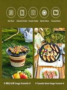 Multifunctional Thickened Non-Stick Griddle Pan With Oil Drainage Slot And Dual Handles, Easy To Clean, Suitable For Steak, Bacon, Pancakes, Vegetables, Meat, For Camping, Home Gatherings And Restaurant Use - Multicolor - View 9