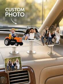 Personalized Photo Face Cutout Spring Standee, Custom Picture Dashboard Ornament For Cars, Family Portrait Car Decor, Couple Photo Keepsake Display, Thoughtful Birthday Or Anniversary Gift For Friends, New Drivers, Parents, Couples, And Loved Ones - Multi-color - View 2