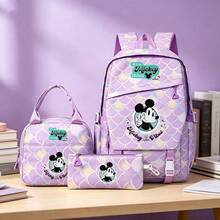 Miniso Disney BackpackSet, 3-In-1 It's A Mickey ThingAnime Daypack With Insulated Lunch Bag & Pencil Pouch, Purple Mermaid Scale Pattern For Daily & Travel - Color 1 - View 2