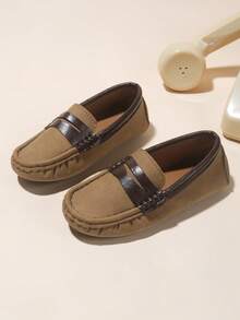 1 Pair Kids' Loafers, Fashionable British Style Low Vamp Soft Sole Non-Slip Driving Loafers, Spring/Autumn Campus Flat Shoes - Black - View 3