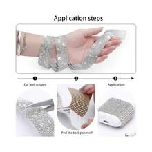 1 Yard Sparkling Rhinestone Trim Tape, Cuttable Self-Adhesive Rhinestone Ribbon For Photo Frame Decoration, Scrapbooking, Gift Wrapping, Holiday Crafts, Car Decor, Handmade Jewelry - Multiple Styles - View 5