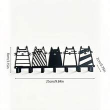 5 Cute Cat Iron Art Key Hooks, Wall‑Mounted Behind‑Door Storage Hanger, Creative Cartoon Cat Decor Wall Hanging Rack, Multi‑Functional Hooks For Entryway, Bedroom, Living Room, Kitchen & Bathroom - Multicolor - View 14