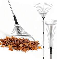 Adjustable Metal Garden Rake With Telescopic Handle (96–160 Cm), Height-Adjustable Lawn Rake, Suitable For Removing Leaves, Grass Clippings And Garden Waste – A Robust And Durable Garden Tool For Outdoor Use. - 1pc - View 10