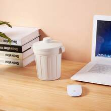 Cute Mini Desktop Trash Can With Cover, Small Round Countertop Garbage Bin, Space‑Saving Waste Basket For Bedroom Office Desk Dormitory - View 1