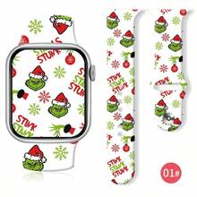 The Grinch Christmas Series Apple Silicone Watch Band Printed Compatible With Apple S10/11 - Multicolor - View 3