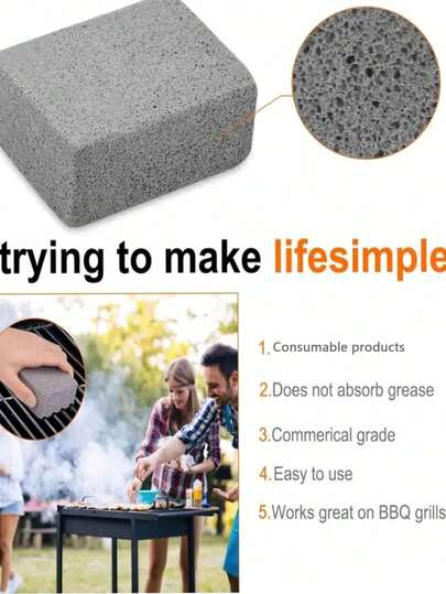 1/2pcs BBQ Cleaning Stone Cleaning Block BBQ Brush Cleaning Brush Powerful Cleaning After BBQ Cleaning Suitable For Camping Frying Pan Grill BBQ Dirt Removal Burnt Stains Iron Plate Cleaning