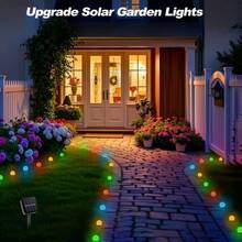 Đèn cắm cỏ LED năng lượng mặt trời ngoài trời hình quả cầu vân rạn, ánh sáng tạo không khí ấm cúng, thiết kế chống nước, phù hợp trang trí sân cỏ, sân sau và vỉa hè - màu đen - Xem 4