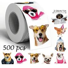 500pcs Asymmetrical Dog Shaped Doodle Stickers, 2 Styles Available, 1 Inch, Waterproof Seal Labels For Envelopes, Magazines, Phone Cases, Cups, Computers, Scrapbooking, Party Favors, Gift Wrapping, PVC Stickers School Supplies - Alien Dog - View 5
