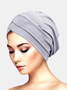 3pcs Women's Double Crossed Stretchy Beanie Hats, Base Layer Hat Scarf Headgear, Suitable For Daily Use Sleep Bonnet,Holiday,Festival - Multicolor - View 29