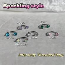 Lip Ring No-Man's Land Sweet Internal Thread Horseshoe Ring Hot Girl Lip Stud Replacement Stud Cartilage Piercing Jewelry Non-Fading Halloween Christmas Daily Wear - Blue - View 1