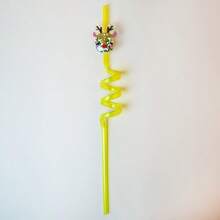 2,5pcs Christmas Glitter Cartoon Curved Straws, Santa Claus Snowman Reindeer Gift Christmas Tree Shaped Party Decoration Straws - Multicolor - View 5