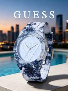 Guess Women's Quartz Watch, Rubber Strap, Round Case, Raised Triangle Logo Dial, Sporty Casual Style, Campus Summer Vacation Fashion - one-size - View 13