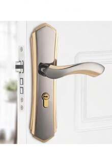1 Set Full Metal Door Lock With 2 Handles, Combination Of Science And Modernity, Perfect Appearance And Exquisite Craftsmanship, Easy Installation And Convenient Use, High-Quality Texture - B - View 4