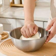 1/4pcs Stainless Steel Salad Mixing Bowl, Food Storage Container, Kitchen Prep Bowl, Kitchen Salad Bowl, Suitable For Dough Kneading, Vegetable Washing, Baking Preparation, Salad Making And Egg Beating, Essential Choice For Kitchen Cooking, Baking And Meal Preparation - Silver - View 9