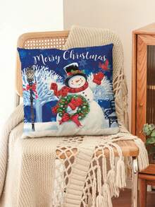 1/4pcs Linen Printed Square Throw Pillow Covers, Christmas Cartoon Character Pattern Pillow Covers (Pillow Insert Not Included), Skin-Friendly Material, Bedding, Suitable For Daily Living Room, Bedroom, Sofa, Car, All-Season Pillow Covers, Holiday Gift - Multicolor - View 10