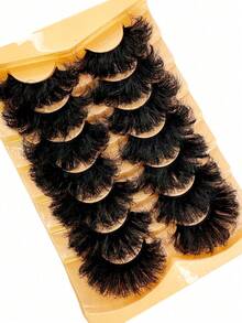 7 Pairs 25mm 9D Thick Extra Long Dense Mink False Eyelashes, DD Curl, Fluffy Cat Eye Dramatic Volume Look, Mink-Like Extension Style, Reusable Heat-Bonded Lash Extensions - Fluffy Lashes - View 6