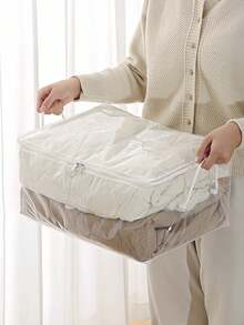 Large Capacity Storage Bag Quilt Storage Bag Household Transparent Clothing Sorting Bag Handheld Storage Bag For Closet Organizer Bedroom Closet Storage Containers Organizer For Blankets Beddings Comforter Pillow Home Back To School - Multicolor - View 3