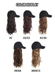 Topi Baseball Wanita dengan Wig Keriting Panjang, Aksesori Rambut Praktis Satu Bagian yang Cocok untuk Pemakaian Sehari-hari dan Aktivitas Luar Ruangan. - MultiWarna - View 2