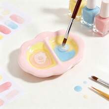 1pc 2-In-1 Nail Glitter Storage Box & Nail Color Palette, Dual Compartment Nail Gel Color Palette, Mini Graffiti Watercolor Palette, Multi-Functional Nail Rhinestone & Pearl Storage Tray - Multicolor - View 3